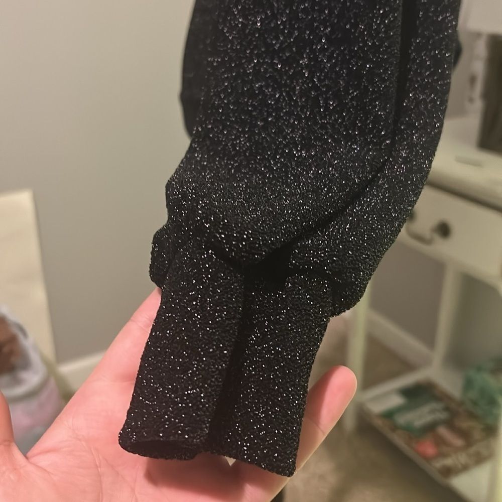 White Birch small bodysuit sparkly black vneck   A - Picture 6 of 9